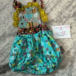 Jelly The Pug Turquoise and Yellow Floral Bodysuit